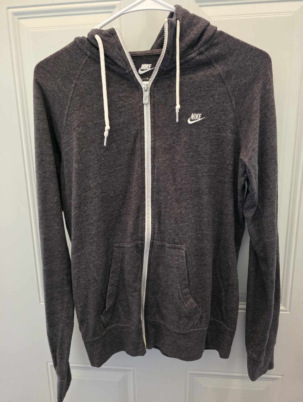 Women's Dark Charcoal Full-Zip Hoodie with White Accents Size Large